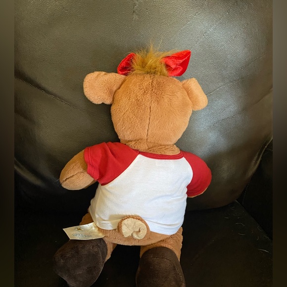 BUILD A BEAR plush reindeer doll lady with XMAS shirt and red bow and lips Moose - Picture 4 of 7